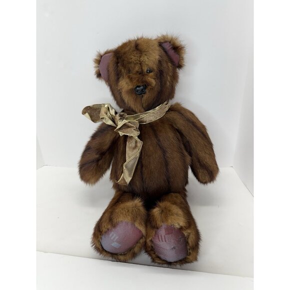 Vintage Handmade Genuine Fur 21” Teddy Bear Jointed Artist Made Brown Jointed - Picture 1 of 10